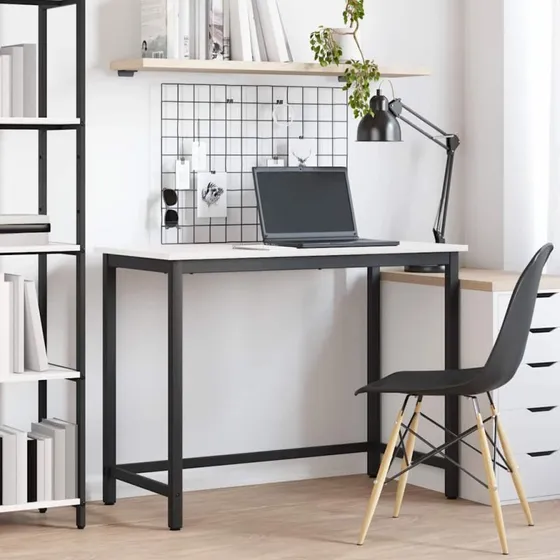 Hvidt skrivebord 100x50x77 cm - ingeniørtræ & stål