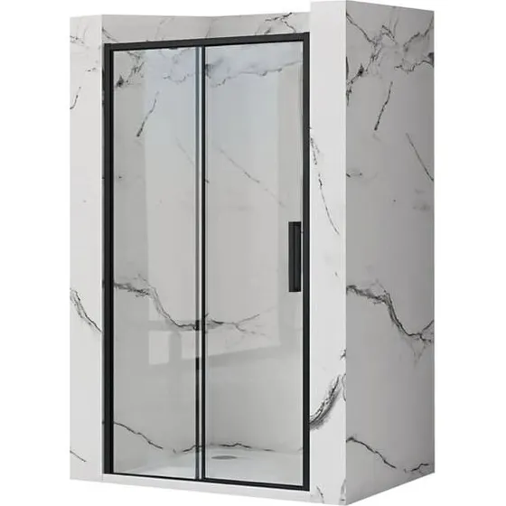 REA Rapid Slide Brusedør Sort 141x195 cm 6mm Hærdet Glas