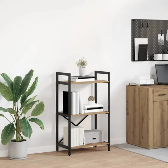 Artisan bogreol i egetræ 56x34x96 cm - industriel