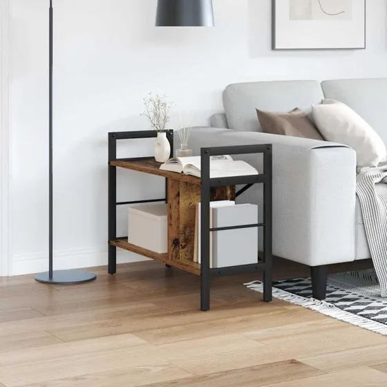 Industriel Bogreol i Konstrueret Træ og Stål 75x30x58,5 cm