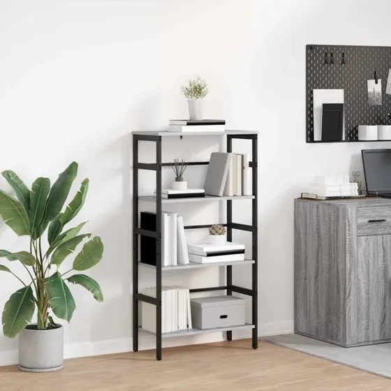 Bogreol Grå Sonoma 60x29,5x115 cm - Industriel stil