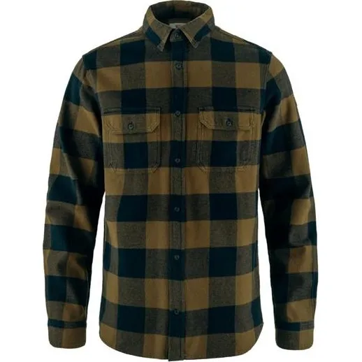 Fjällräven Övik Heavy Flannel Skjorte - Wood Brown/Dark Navy