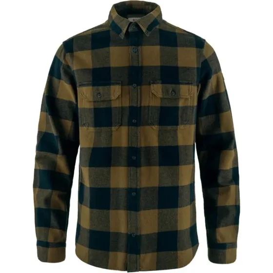 Fjällräven Övik Heavy Flannel Shirt - Wood Brown/Dark Navy, M