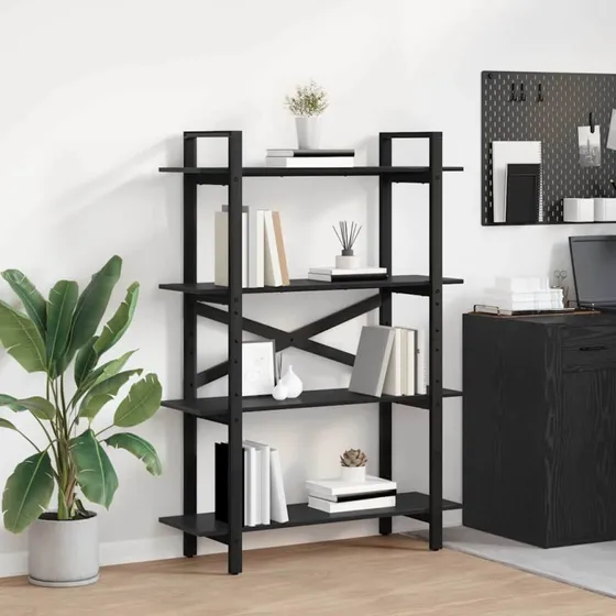 Industriel Bogreol i Sort Eg 100x33,5x140 cm