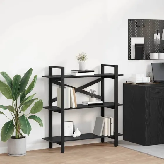 Industriel bogreol i sort eg 100x33,5x102 cm