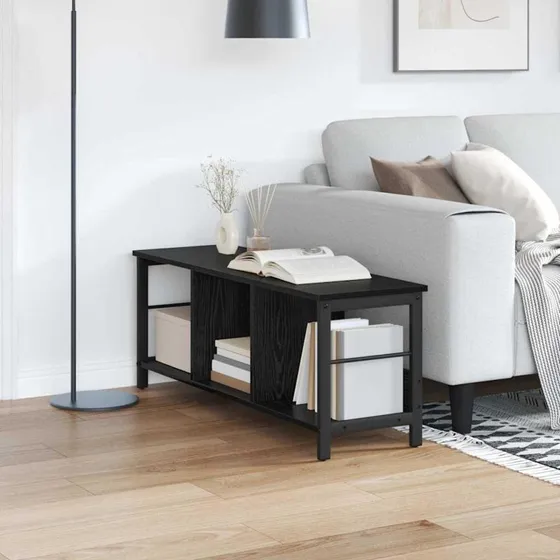 Bogreol i sort eg - 102x32x40,5 cm (konstrueret træ)