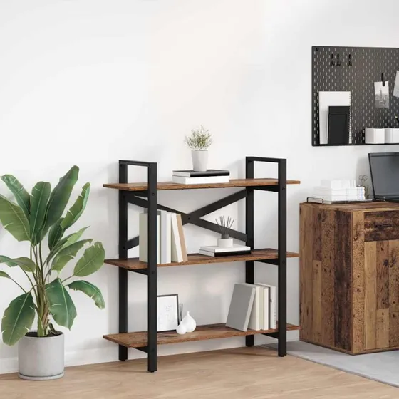 Industriel bogreol i konstrueret træ 100x33,5x102 cm