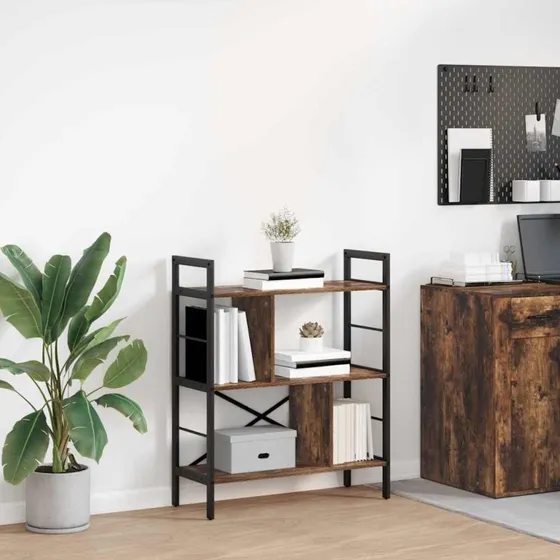 Industribogreol røget eg 75×30×91 cm - stålramme