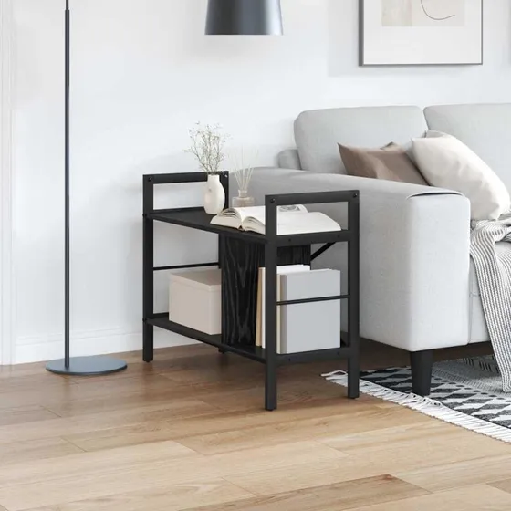 Industribogreol i sort eg og stål 75x30x58,5 cm