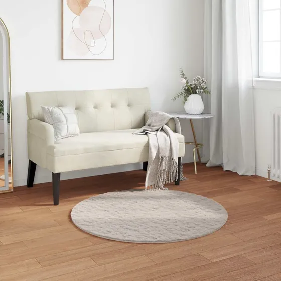 Faux Kanin Pels Tæppe Ø100 cm – Olite Beige