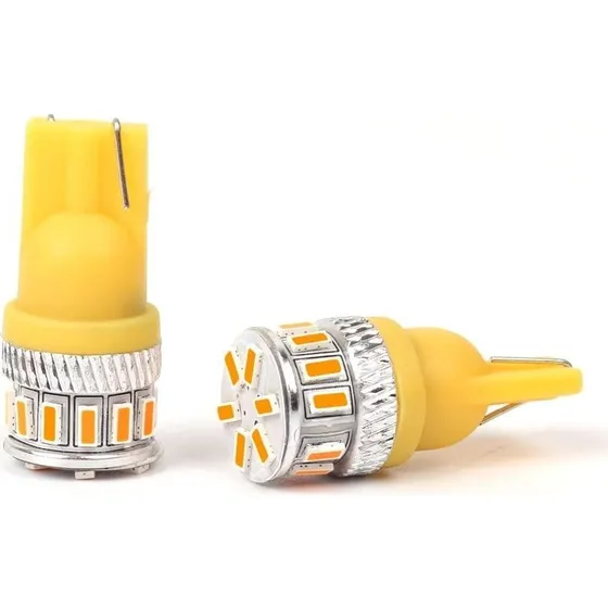 4X T10 Canbus W5W LED-sæt - Gul (18 stk 3014)