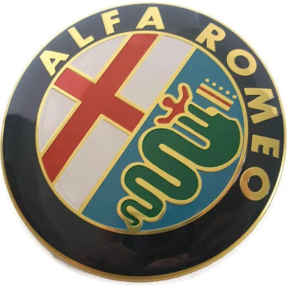 Alfa Romeo 2x Guld 74mm Emblem til Motorhjelm og Bagagerum