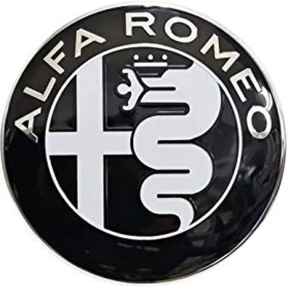 Alfa Romeo Emblem Sæt - 2x Sort 74mm til Motorhjelm & Bagagerum