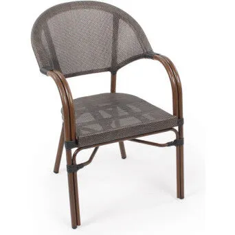 Bistro Stabelstol - Aluminiumstel & brun Textilene