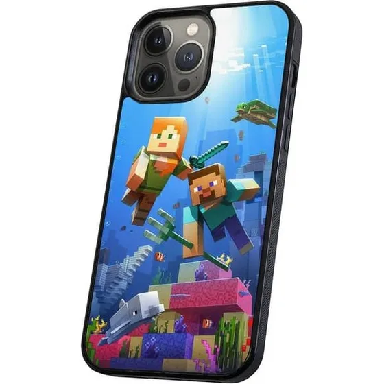 Minecraft Mobilcover til iPhone 14 Pro - Sort