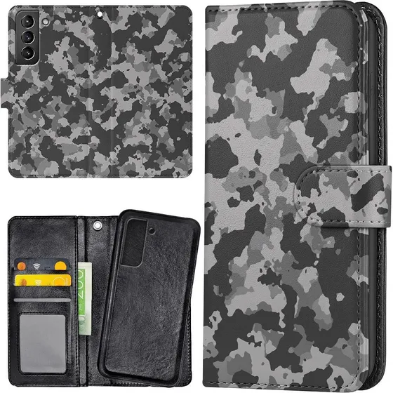 Samsung Galaxy S21 Plus Etui med Kortholder - Kamouflage