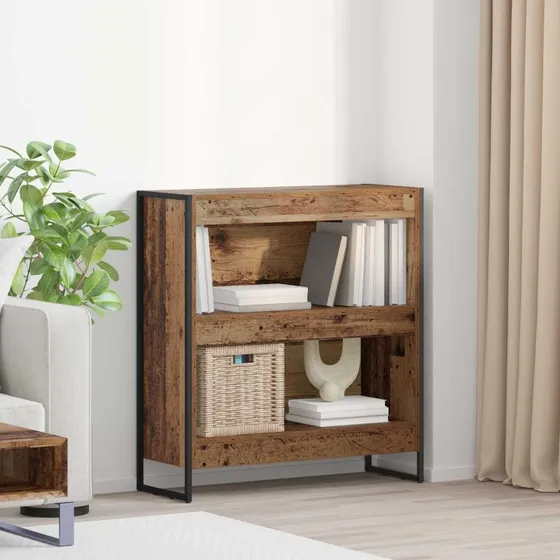 Industrielt bogskab i konstrueret træ 80x30x155 cm