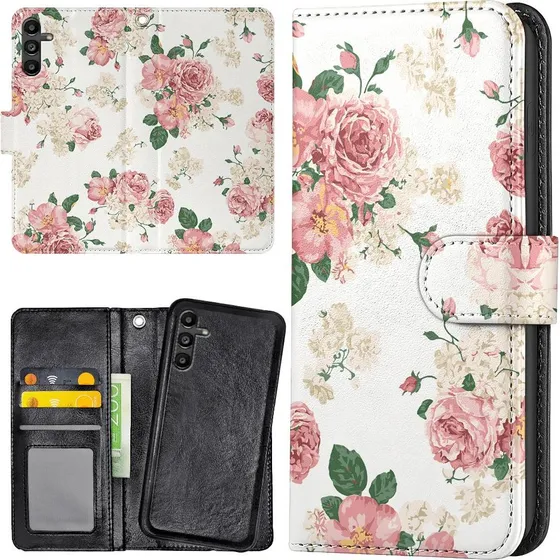 Samsung Galaxy A13 5G/A04s Etui med Retro Blomster og Pung