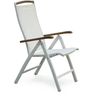 Dala Positionsstol - Hvid med teak armlæn