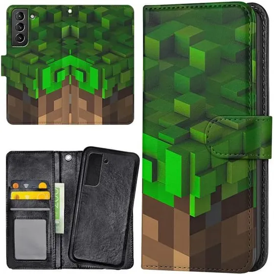 Samsung Galaxy S21 FE 5G Minecraft Mobilcover med Pung