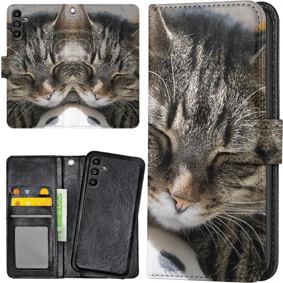 Samsung Galaxy A16 4G/5G Cover med Sovende Kat & Pung