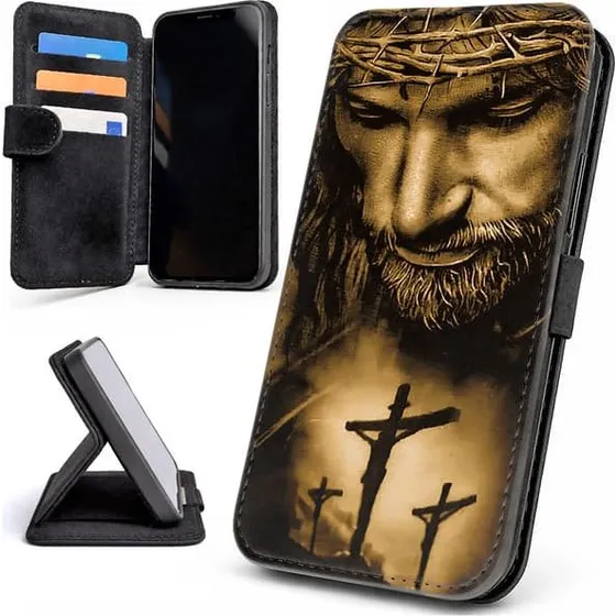 Samsung Galaxy S26 Etui med kortholder og Jesus-motiv