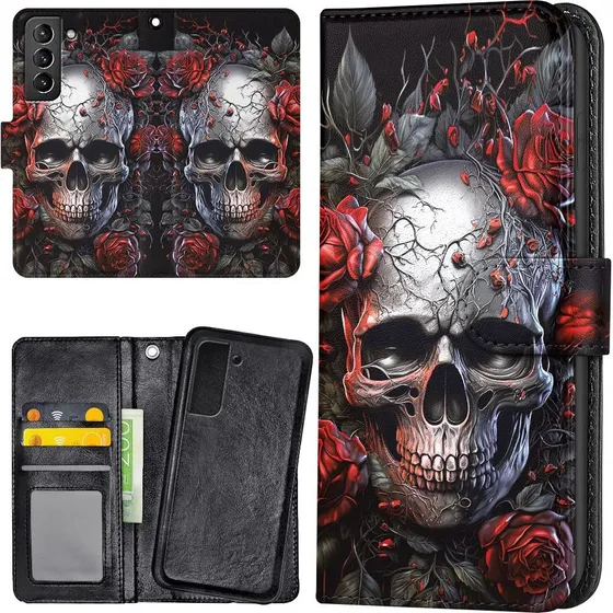 Samsung Galaxy S21 FE 5G Cover med Skull Roses Pungetui