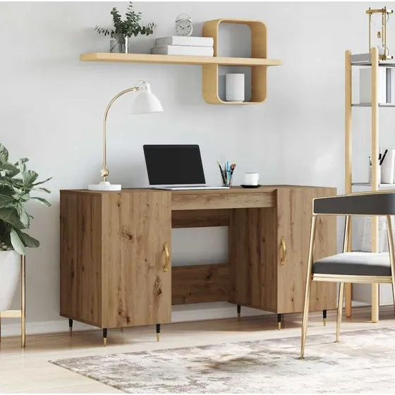 Skrivebord med hylde Artisan eg 140x50x75 cm