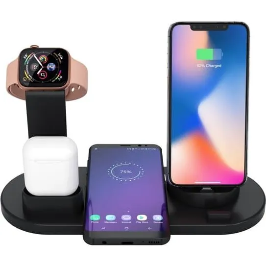 Ladestation til Mobil, Apple Watch & AirPods - Induktion - Svart