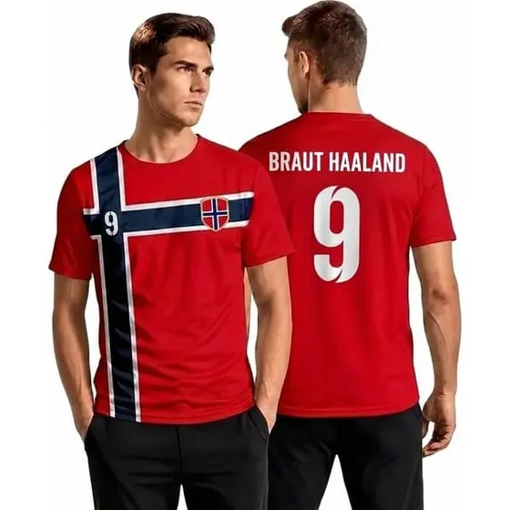 Norge Fan-Trøje Nr 9 Braut Haaland | VM 2026 | Mesh | Herre