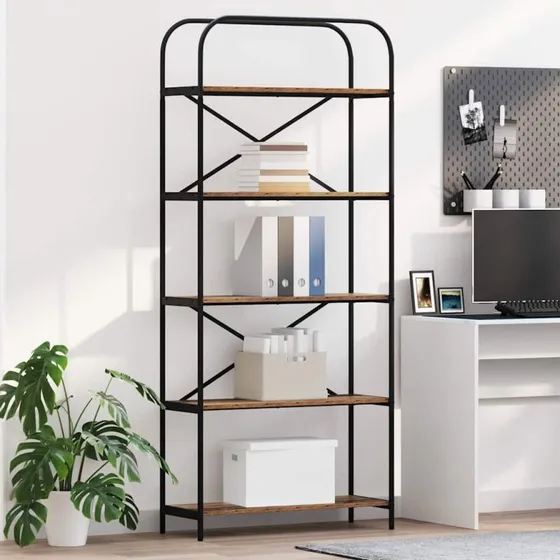 Bogreol i gammelt træ 80×30×183 cm – konstrueret træ