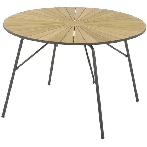 Marguerit Havebord Ø110 – teak bordplade, hvidt stel