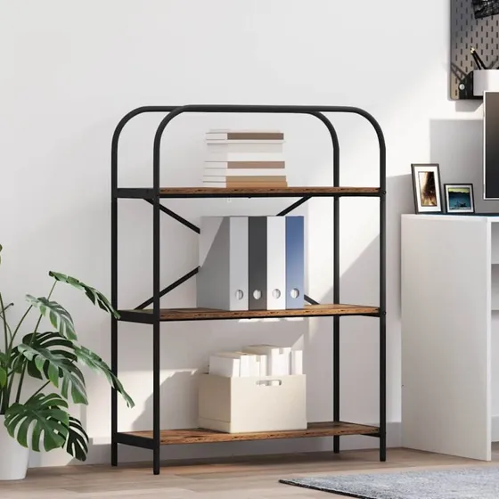 Bogreol i gammelt træ 80x30x109 cm – konstrueret træ