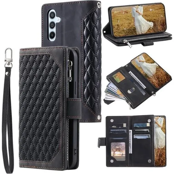 Samsung Galaxy A17 5G / A26 5G Zipper Wallet Case med Rhombus-mønster