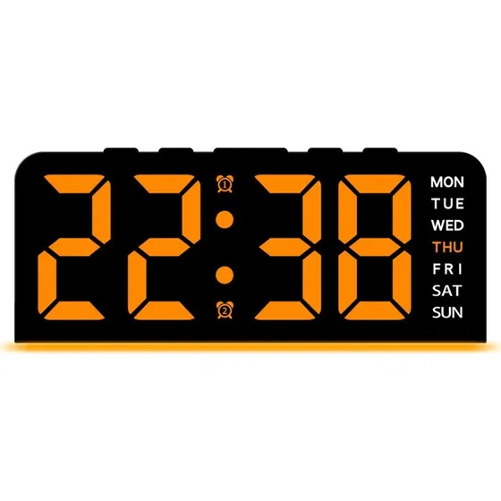 GH9001 LED Digitalt Vækkeur - Sort med Orange Lys