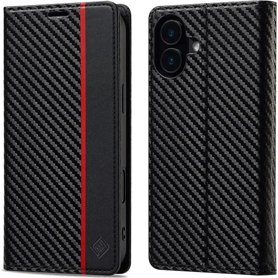 SKALO iPhone 17 Carbon Fiber Flip Cover - Sort