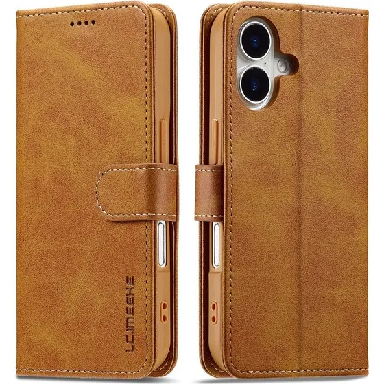SKALO iPhone 17 LC.IMEEKE Premium PU-læder Flip Cover - Lys brun