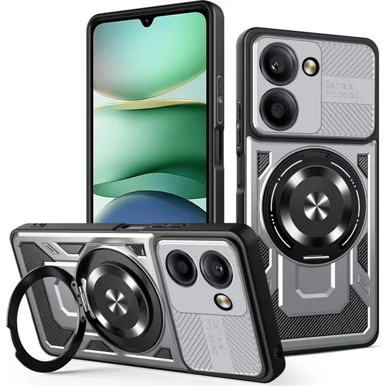 SKALO Xiaomi Redmi A5 4G Armor Hybrid Magnetring Cover - Grå