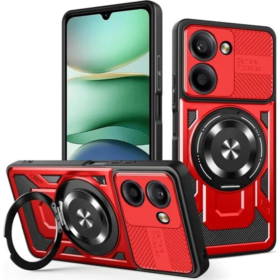 SKALO Xiaomi Redmi A5 4G Armor Hybrid Magnetring Cover - Rød