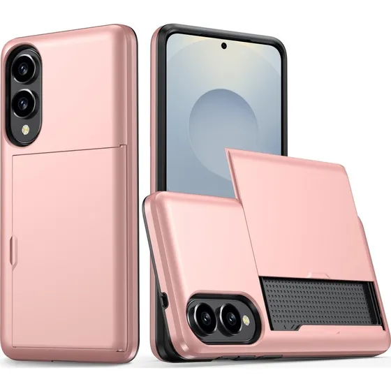 SKALO Samsung S25 Edge Armor Kortholder Cover - Rosa guld