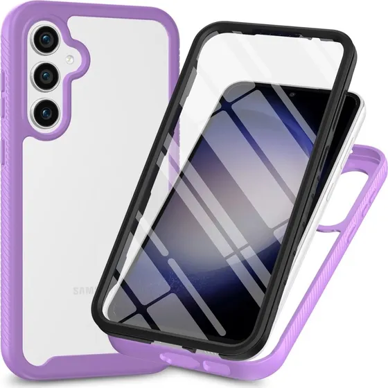 SKALO Samsung A56 5G Shockproof Clear Hybrid Cover - Lilla