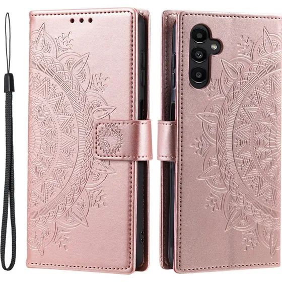 SKALO Samsung A56 5G Mandala Flip Cover - Rosa guld