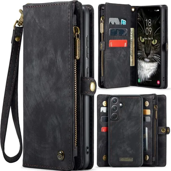CaseMe Samsung A36 5G 2-i-1 Big Wallet Magnet Flip Cover - Sort