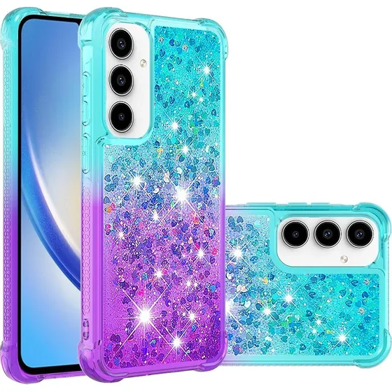 SKALO Samsung A36 5G Kviksand Glitter Cover - Turkis-Lilla