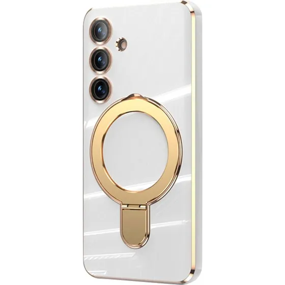 SKALO Samsung S25 Guldring Cover - Hvid