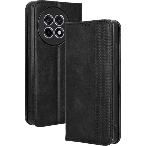 SKALO OnePlus 13R Embossed Premium Flip Cover - Sort