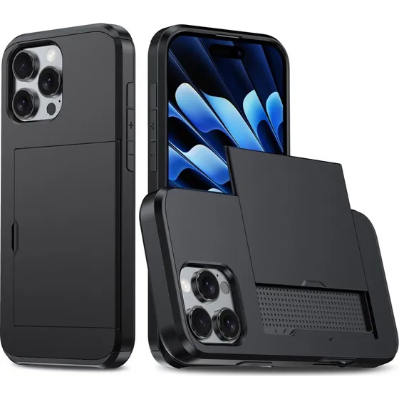 SKALO iPhone 16 Pro Armor Cover med kortholder - Sort