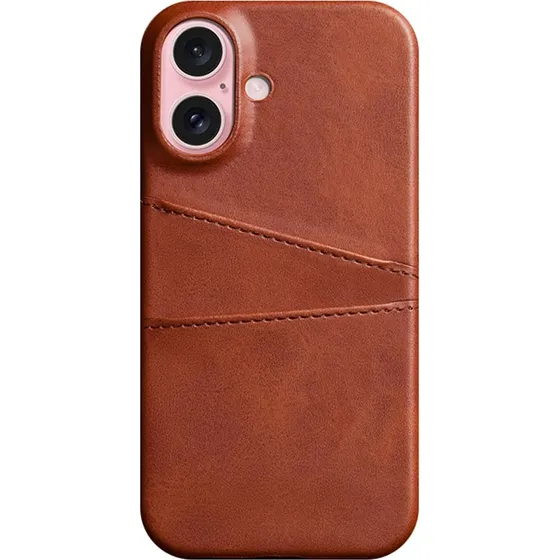 SKALO iPhone 16 PU-læder Kortholder Cover - Brun