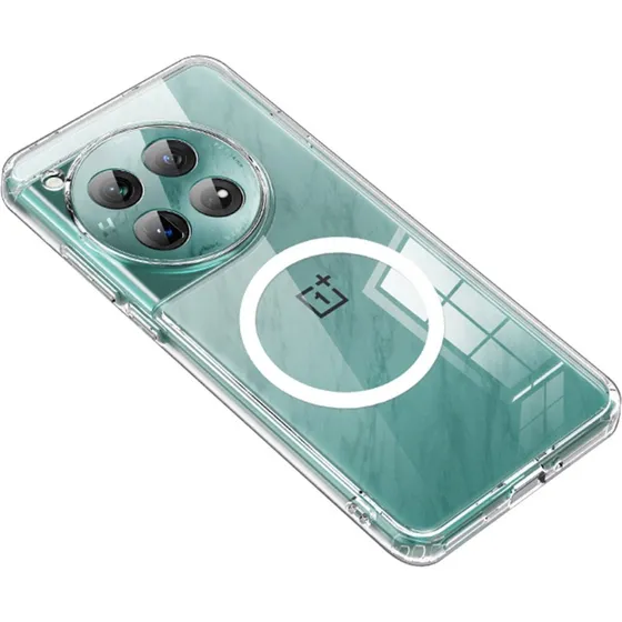 SKALO OnePlus 12 5G TPU Hybrid Magnetisk Ring Cover - Gennemsigtig