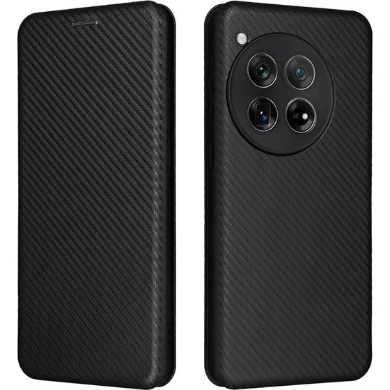 SKALO OnePlus 12 5G Carbon Fiber Pungetui - Sort